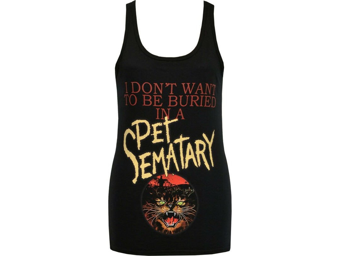 Women's HORROR Tank Top Pet Sematary 80's Vintage Cult Film Cat
