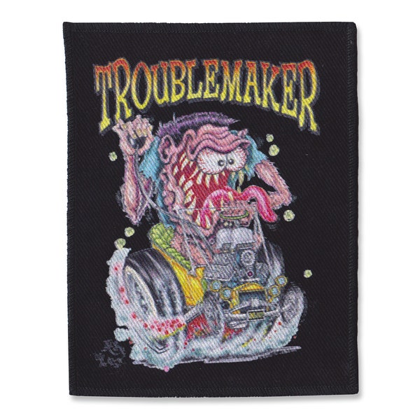 Troublemaker Lowbrow Sew-on Patch Hotrod Punk Kustom Kulture