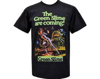 Der Grüne Schleim kommt! Herren T-Shirt Sci fi Halloween Gothic B-Movie Horror Aliens