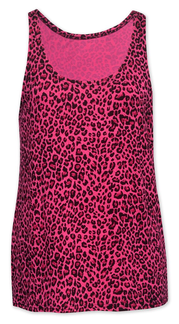Women's Pink Leopard Print Tank Top Punk Gothic Animal Print