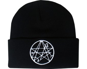 Cthulhu Embroidered Beanie Hat Lovecraft Octopus Occult Gothic Sigil