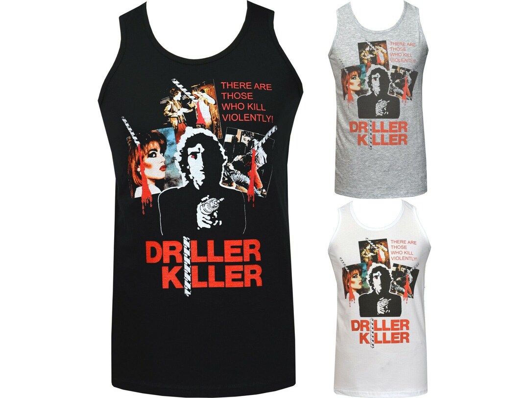 Mens HORROR Tank Top Driller Killer Vintage Retro Slasher Halloween ...