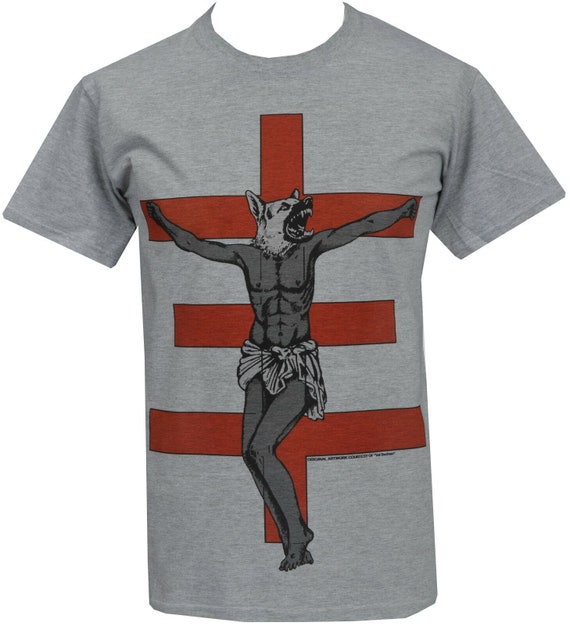 Psychic TV Mens T-shirt Val Denham Wolf Dog Cross PTV Psychic TV Mens T-shirt Val Denham Wolf Dog Cross PTV