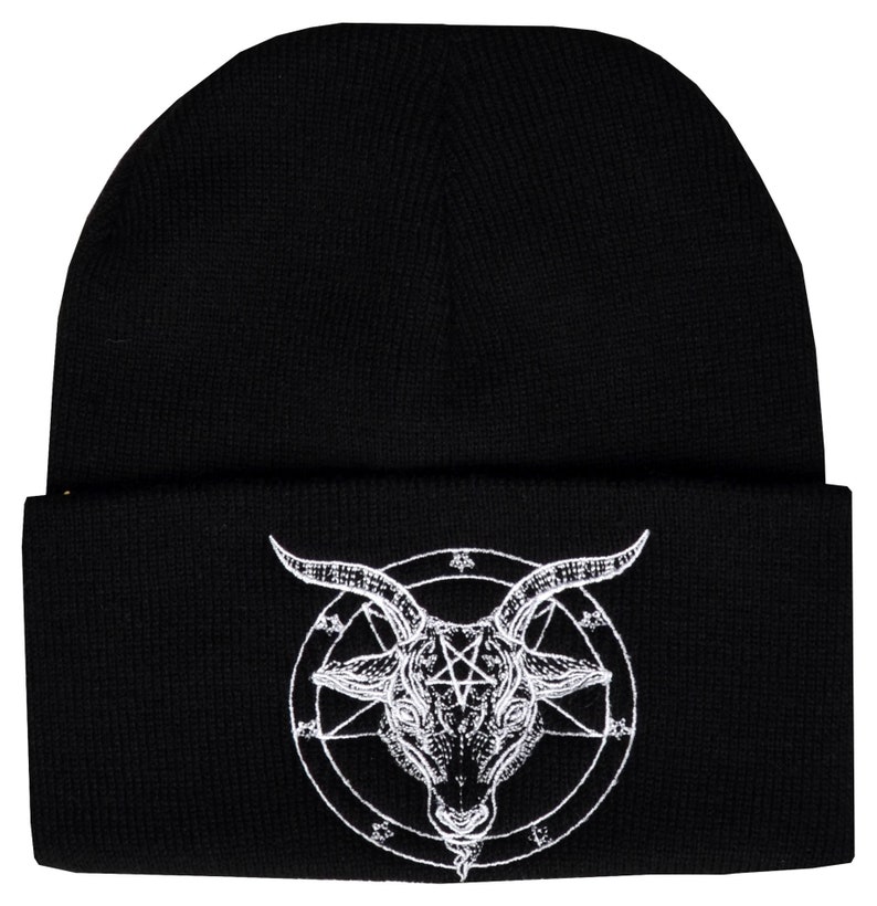 Baphomet Beanie Pentagram Satanic Occult Knitted Hat | Etsy