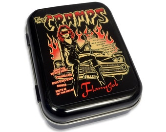 The Cramps Psychobilly Metal Hinged Tin Storage Vince Ray Flamejob Poison Ivy