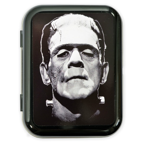 Frankenstein's Monster Metal Hinged Tin Storage Gift Tobacco Mints Horror B-Movie