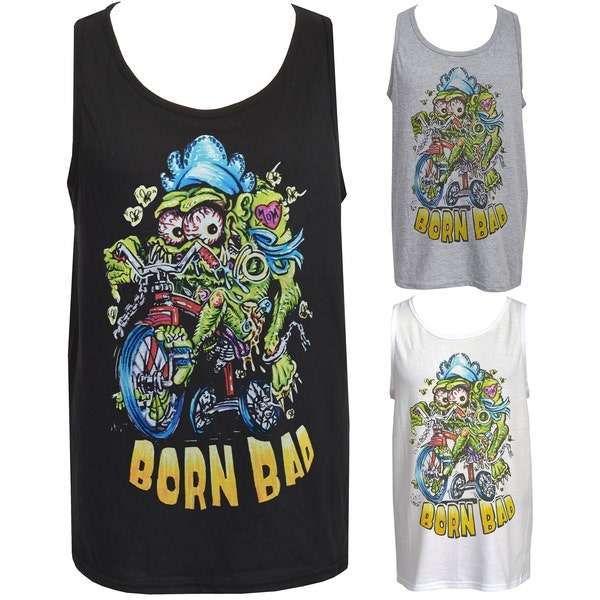 Men's Tank Top Lowbrow Art Born Bad Monster Baby Mom Tattoo Trike