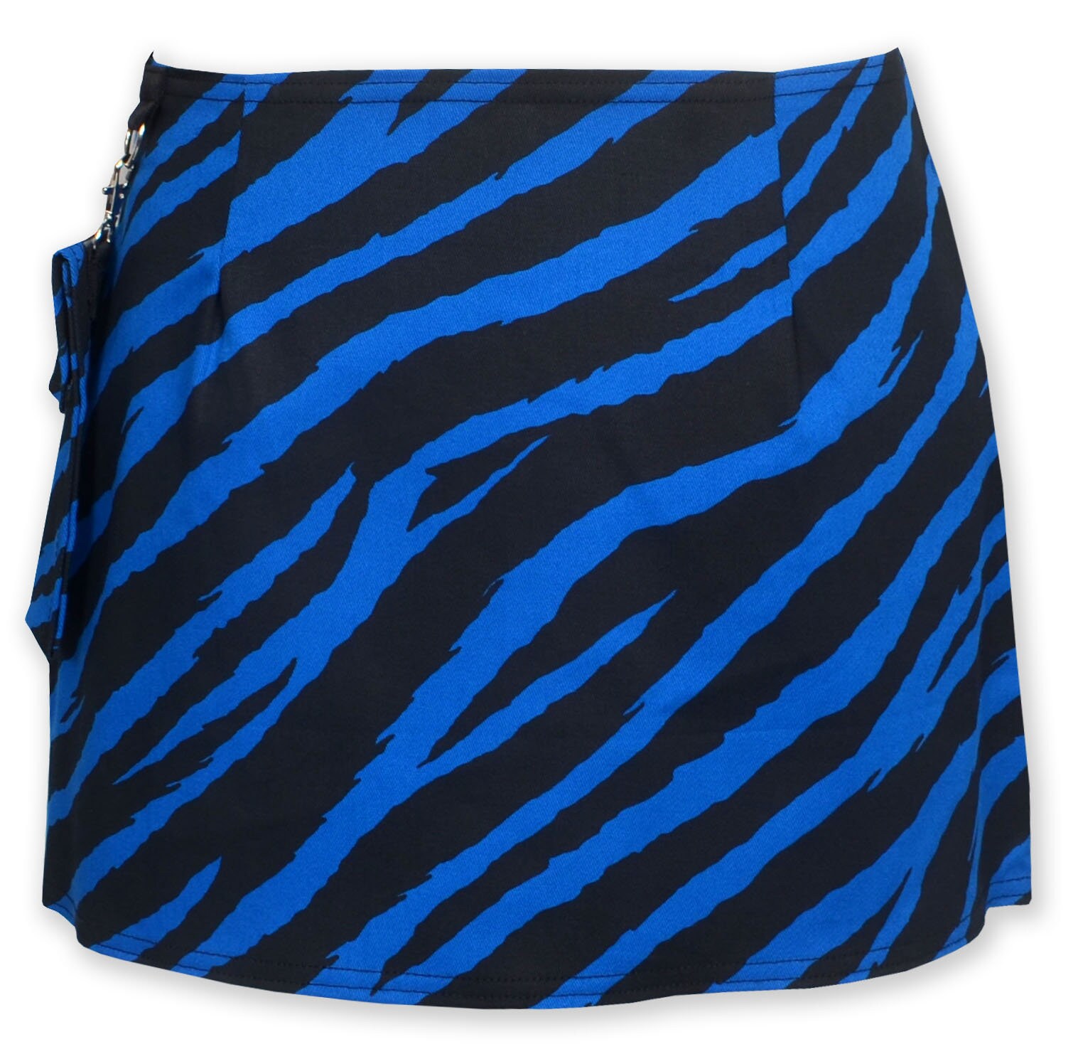 Women s Blue Zebra Print Mini Skirt Pocket Pouch Bag Zipper Punk Tiger