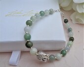 Burmese jadeite silver buddha head bracelet, Shaded jade good luck bracelet, Gemstone buddha Chakra bracelet, Mother 39 s Day gift for her.