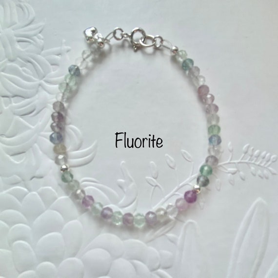 Fluorite Bracelet, Girlfriend Anniversary Gift for Wife - 8 inch*