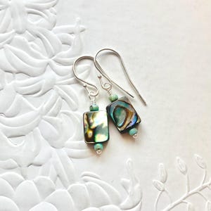 Sterling Silver Abalone Earrings: Handmade Shell Jewellery.