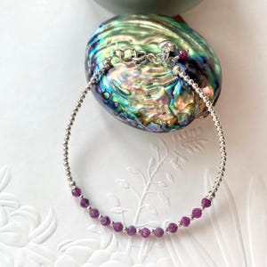 Ruby Bracelet With Sterling Silver Heart Charm: Handmade Birthstone Jewellery