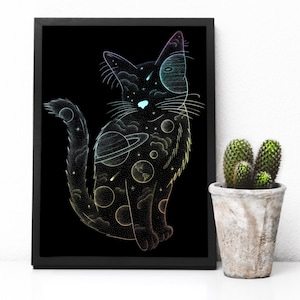 Galaxy Cat Foil Print