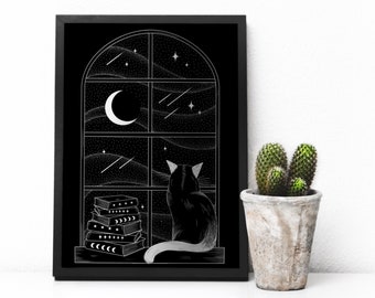 Cat in the Window Foil Print - One Color