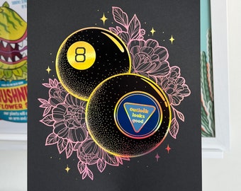 Magic 8 Ball Handmade Foil Print