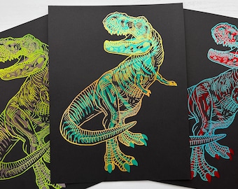 Two Toned T Rex Skelly Print