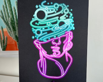 Neon Statue Foil Print