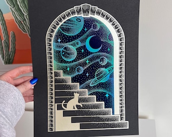 Galaxy Portal Three Color Foil Print