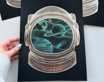 Space Helmet Foil Print - Version 2