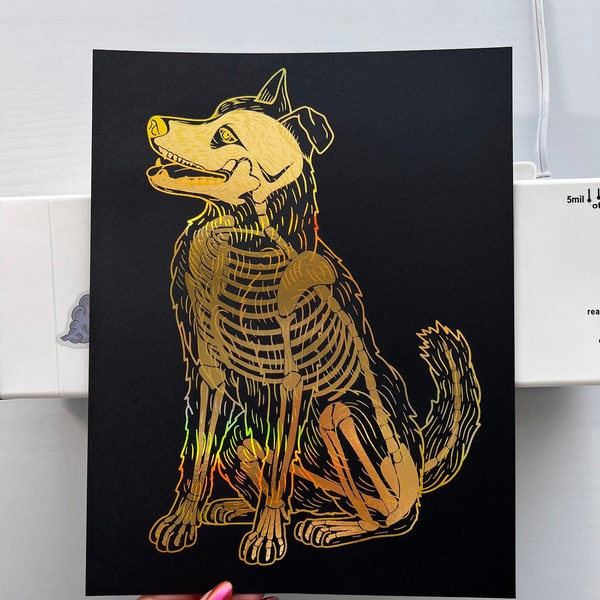 Two Toned Dog Skelly Print