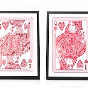Estampado de lámina King & Queen Of Hearts a juego