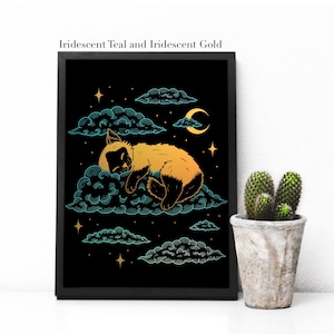 Kitty in the Clouds Foil Print - two colors