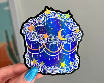 Galaxy Cake Holographic Waterpoof Sticker