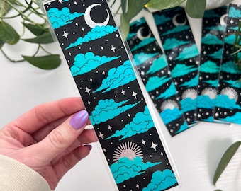 Teal Clouds Handmade Foil Bookarks - Roll for Foil Results