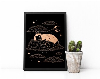 Kitty in the Clouds Foil Print - one color