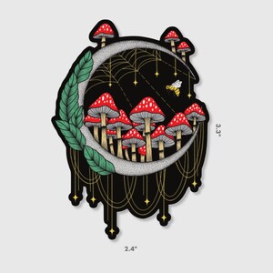 Metallic Mushroom Moon Sticker
