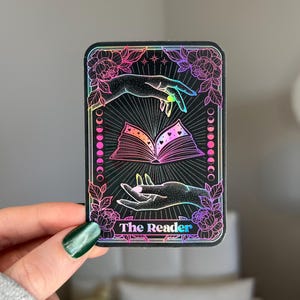 Pegatina holográfica de la carta del tarot El lector