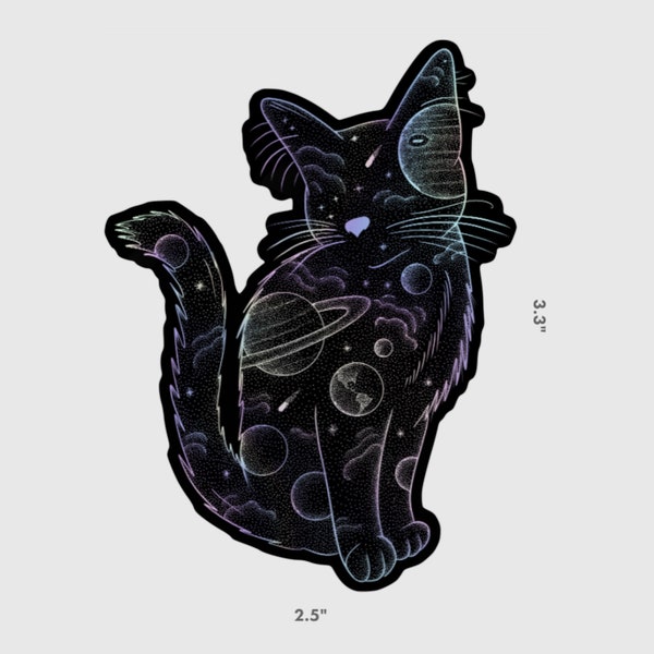 Holographic Galaxy Cat Sticker