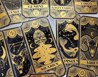 Zodiac Sign Handmade Foil Bookmark