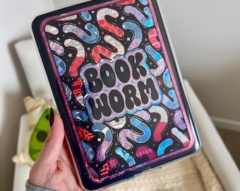 Roll for Foil Glitchy Chaos Bookworm Handmade Kindle Clear Case Insert