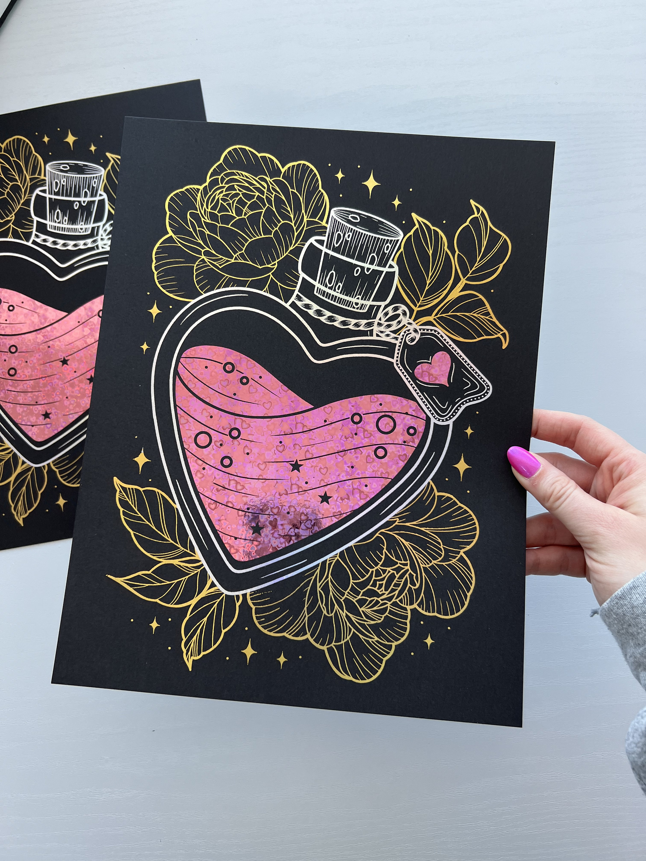Love Potion Handmade Foil Print - Etsy