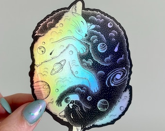 Galaxy Cats Hologepahic Waterproof Sticker