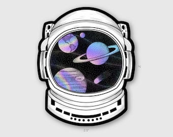 Space Helmet Holographic Sticker