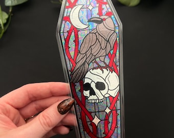 Handmade Stained Glass Inspired Gothic Raven Foil Bookmark