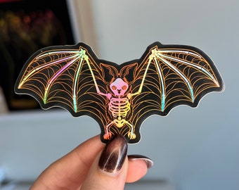 Skelly Bat Holographic Dishwasher Safe Sticker