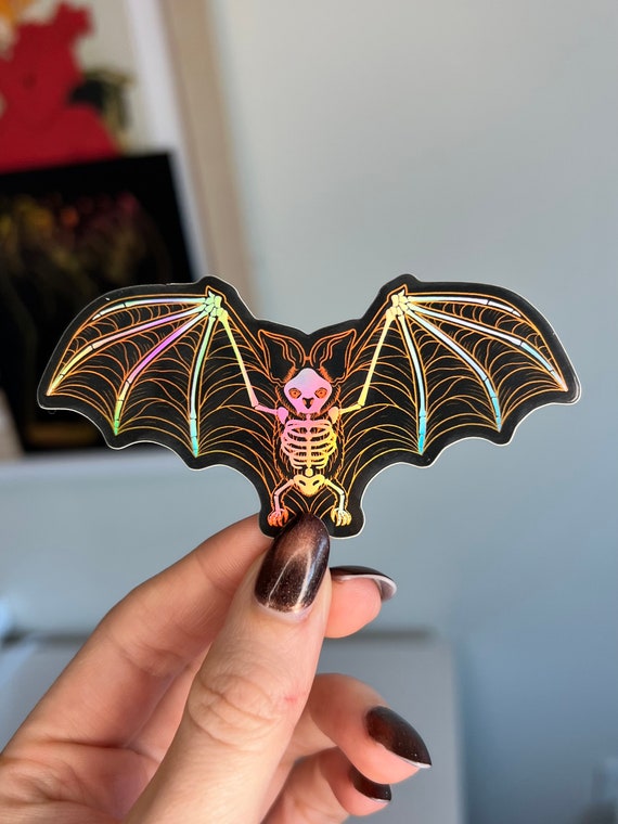 Skelly Bat Holographic Dishwasher Safe Sticker