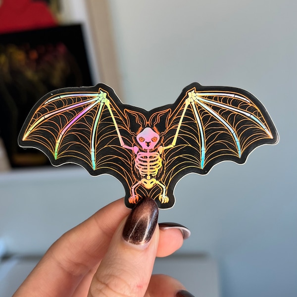 Skelly Bat Holographic Dishwasher Safe Sticker