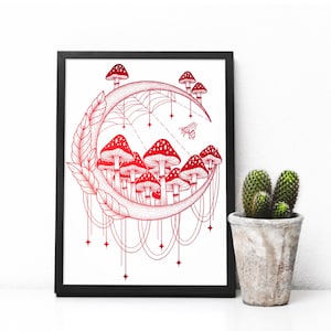 Mushroom Moon Foil Print