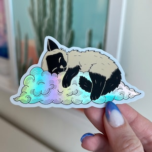 Cloud Cat Holographic Vinyl Sticker