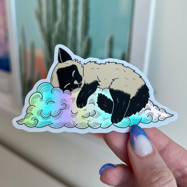 Cloud Cat Holographic Vinyl Sticker