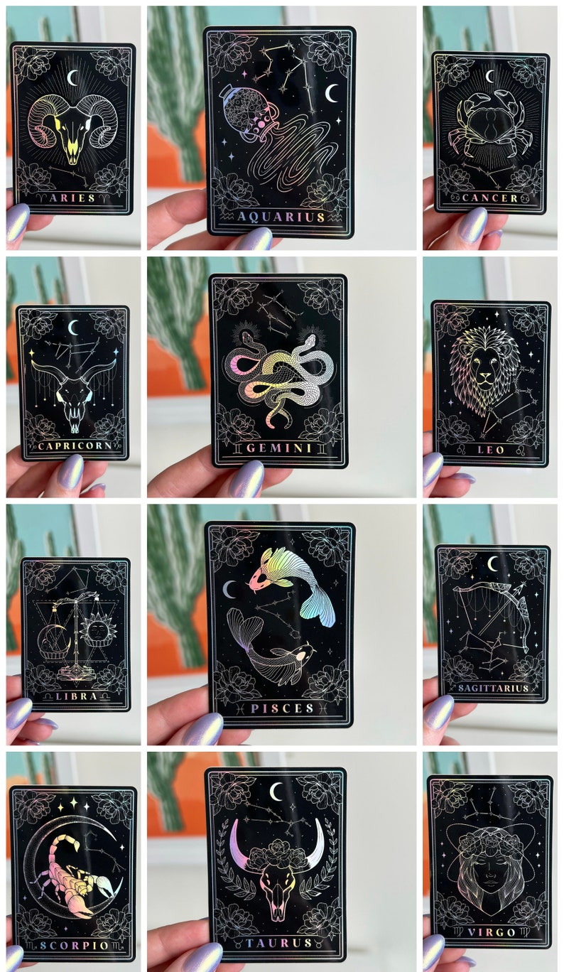Zodiac Sign Holographic Stickers image 2