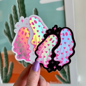 Heart Ghosts Holographic Sticker