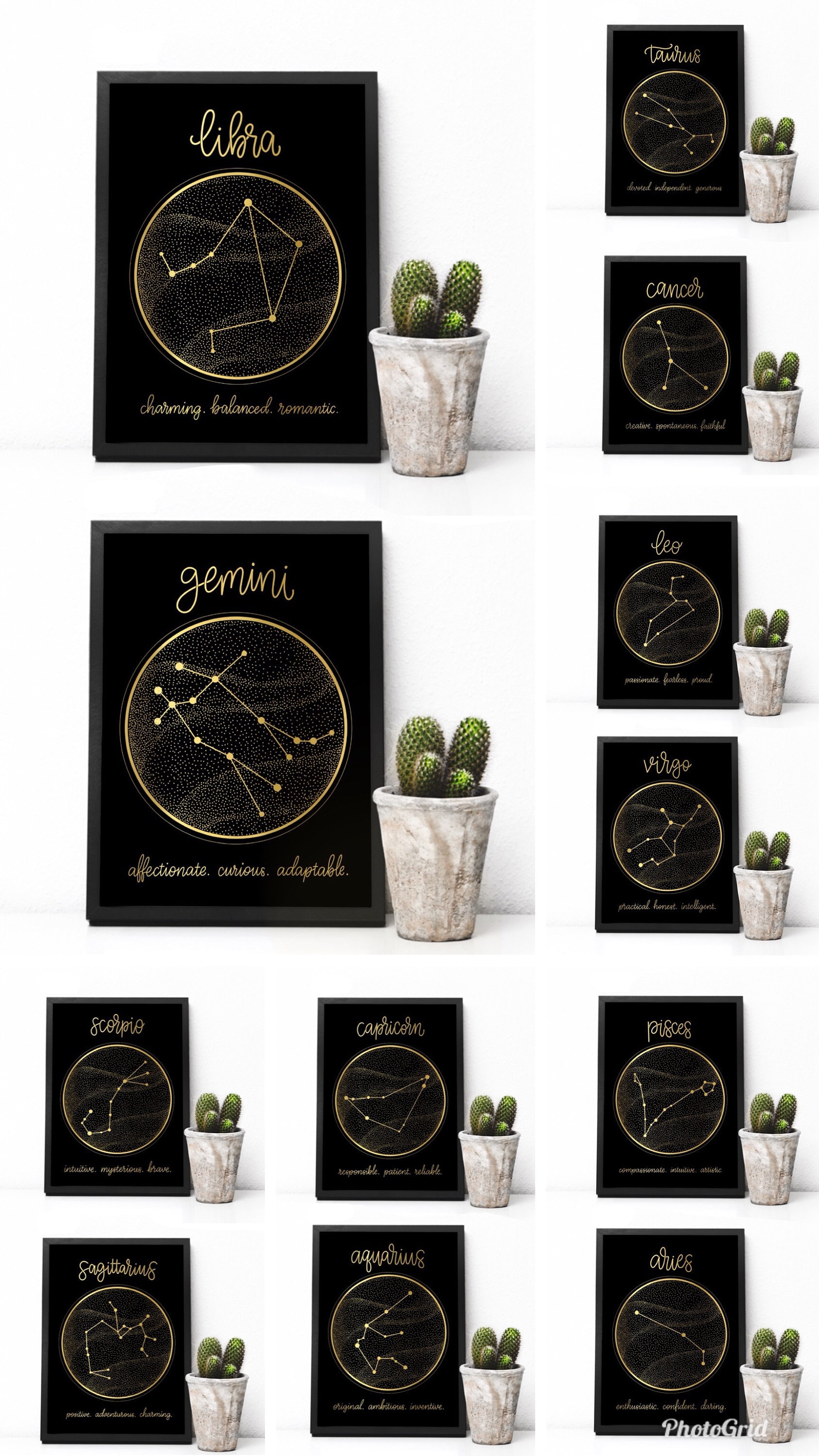 Zodiac Sign Foil Print