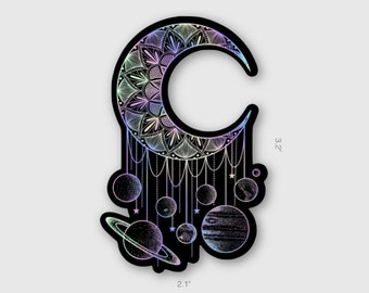 Galactic Moon Holographic Sticker