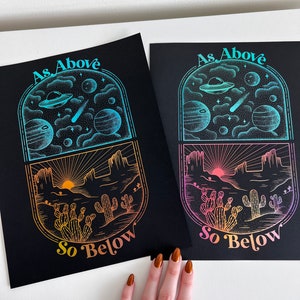 As Above, So Below Two Tone Handmade Foil Print