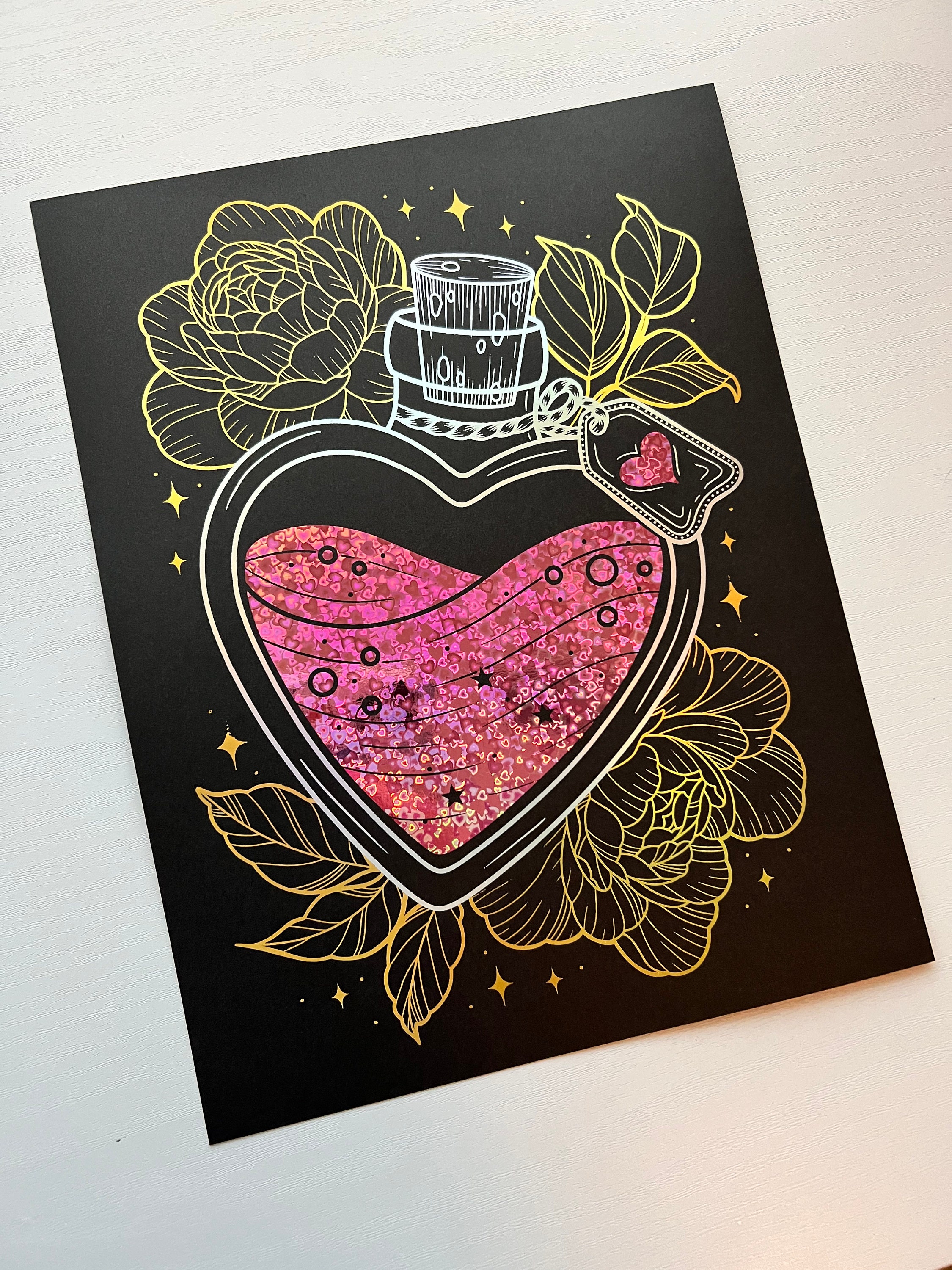 Love Potion Handmade Foil Print - Etsy
